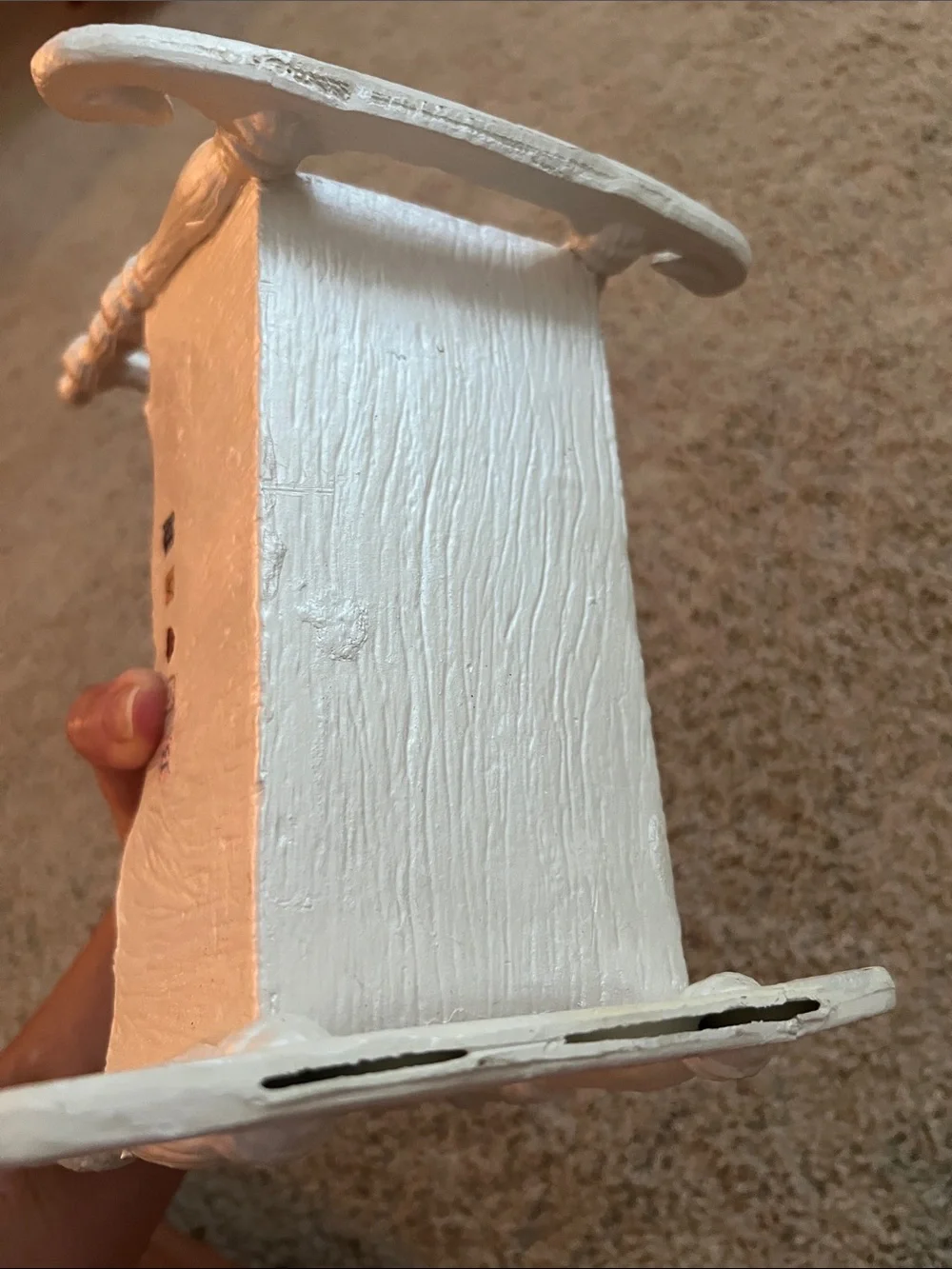 White Teddy Bear Wooden Doll Cradle - Kids Toys